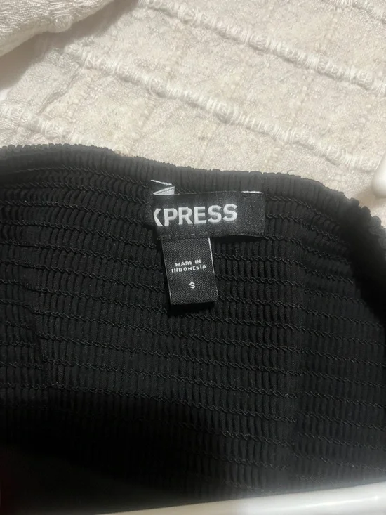 Express Black Smocked Puff Sleeve Midi Dress Size S - Picture 4 of 4